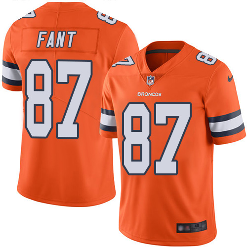 Men Denver Broncos 87 Noah Fant Limited Orange Rush Vapor Untouchable Football NFL Jersey